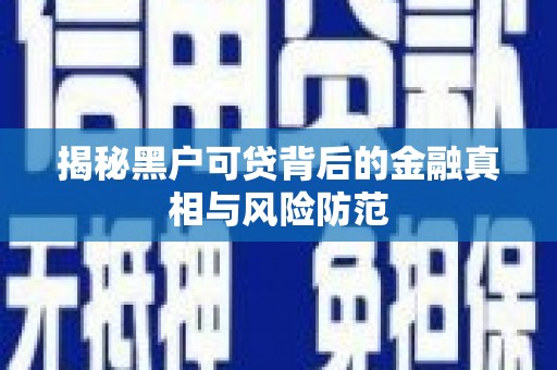 通霄揭秘黑户可贷背后的金融真相与风险防范
