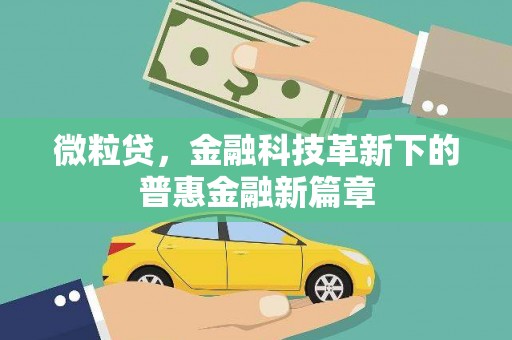 民权微粒贷，金融科技革新下的普惠金融新篇章